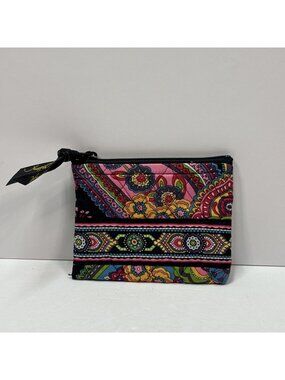 Vera Bradley Fabric Zip One Pocket Coin Purse Wallet Symphony In Hue Pattern